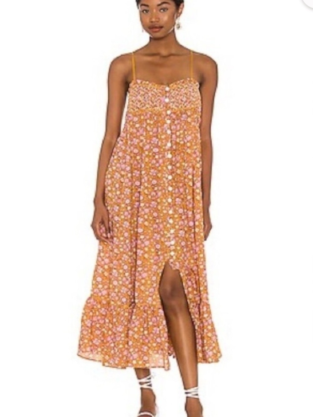 Free People Molly Jo Floral Print Midi Dress Women’s S Boho Cottagecore